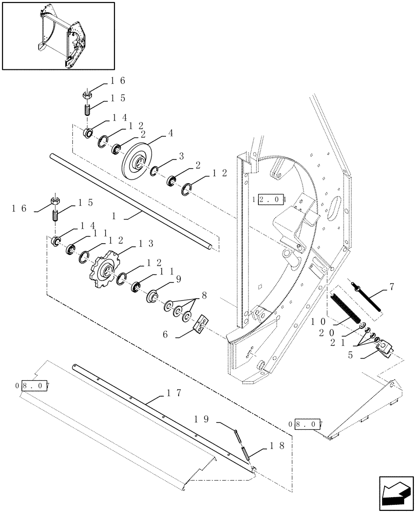 Схема запчастей Case IH RBX341 - (12.10[01]) - TAILGATE AND ATTACHMENTS (12) - MAIN FRAME