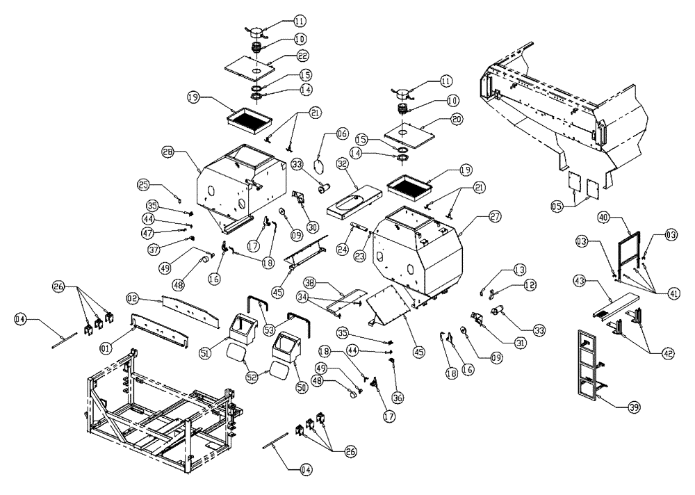 Схема запчастей Case IH 437 - (02-002) - DOUBLE BIN GROUP Bin Group