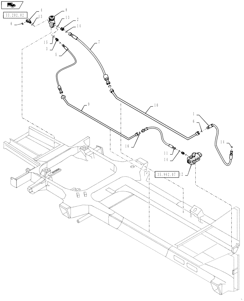 Схема запчастей Case IH 4430 - (35.900.07) - BRAKE PEDAL HYDRAULIC LINES (35) - HYDRAULIC SYSTEMS