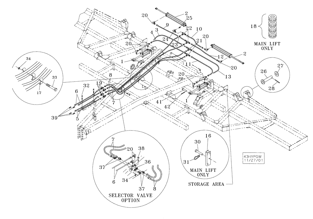 Схема запчастей Case IH NPX5300 - (35.100.01) - NPX5300 HYDRAULICS WITH PIN ADJUST GAUGE WHEELS (08) - HYDRAULICS