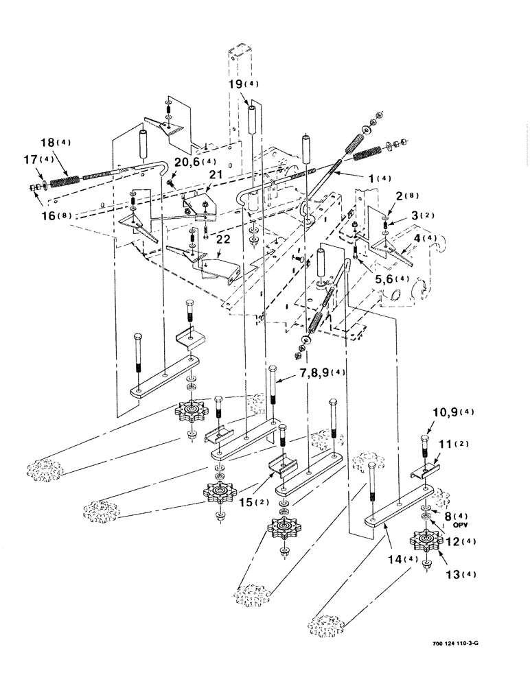 Схема запчастей Case IH 8750 - (3-14) - GATHERING CHAIN TENSIONER ASSEMBLY, 30 INCH ROW (58) - ATTACHMENTS/HEADERS