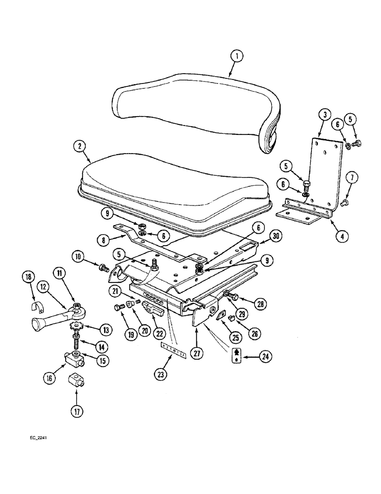 Схема запчастей Case IH 4240 - (9-080) - SUSPENSION SEAT, TRACTOR WITHOUT CAB (09) - CHASSIS/ATTACHMENTS