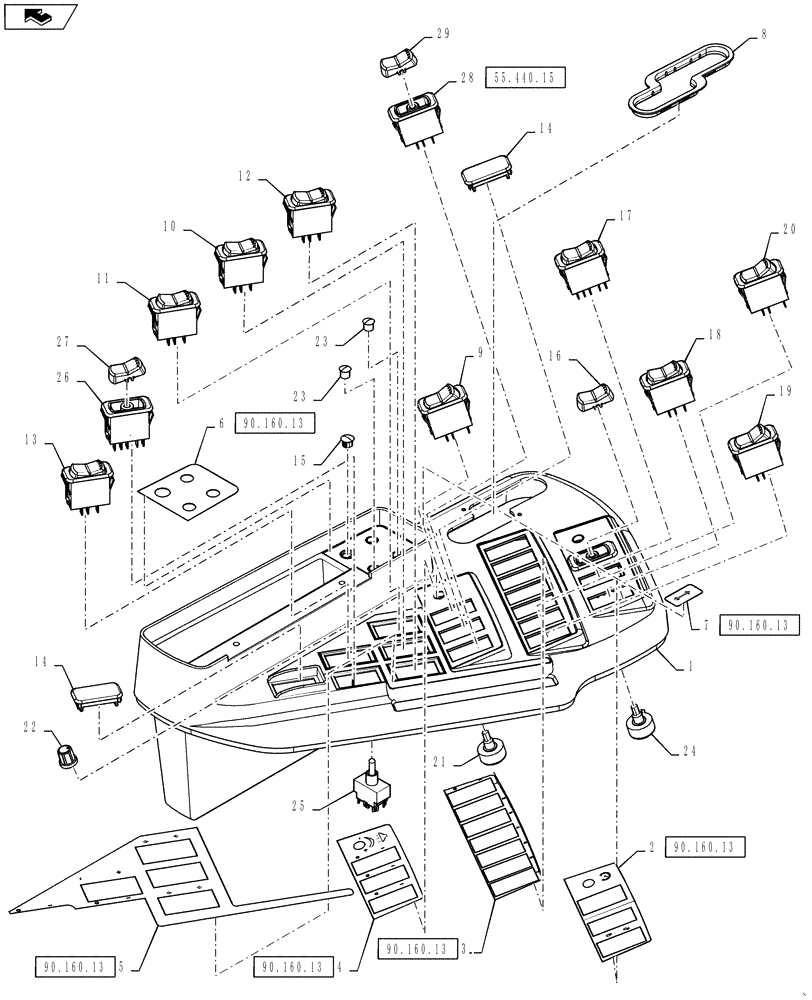 Схема запчастей Case IH 3330 - (90.160.12) - RH COVER ASSEMBLY (90) - PLATFORM, CAB, BODYWORK AND DECALS