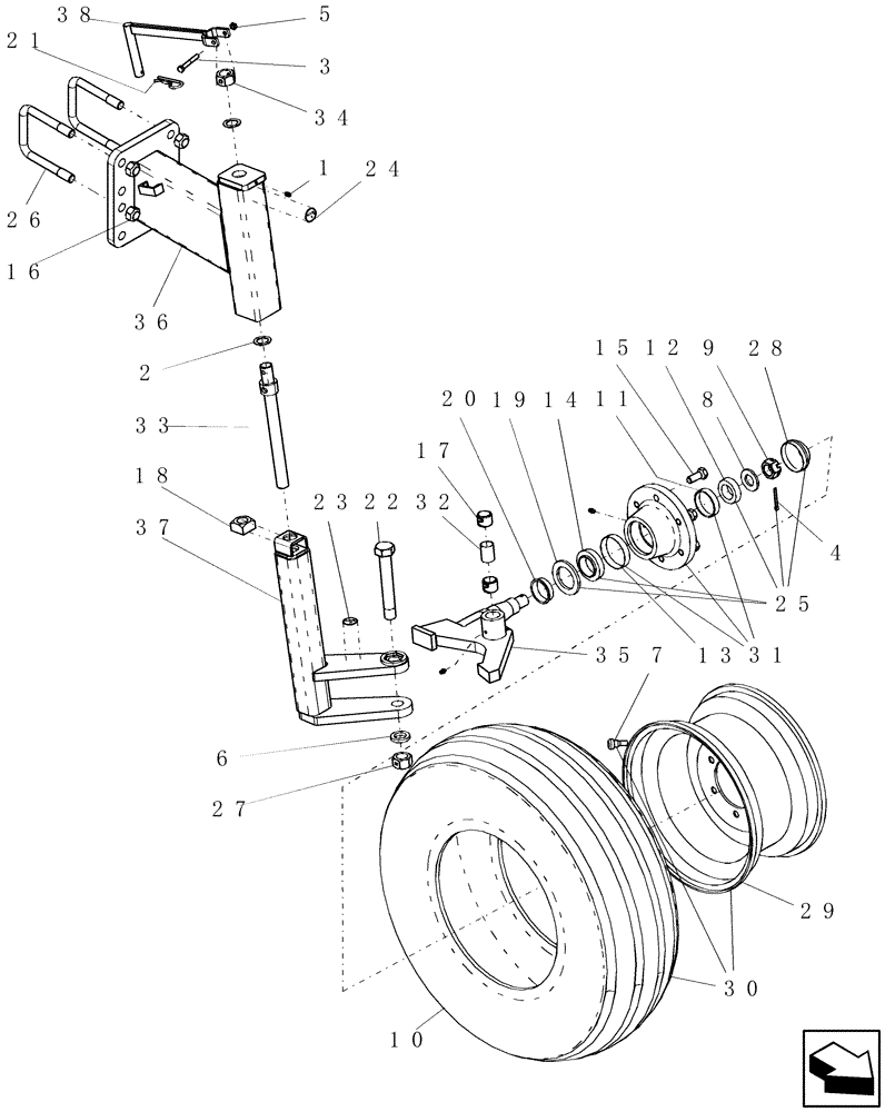 Схема запчастей Case IH PTX300 - (1.123.1) - GAUGE WHEEL ASSEMBLY (12) - FRAME