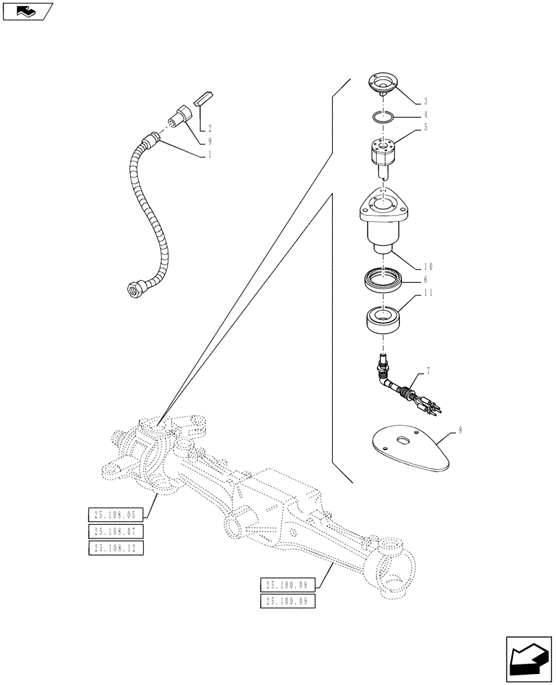 Схема запчастей Case IH PUMA 160 - (55.047.01) - FRONT AXLE - STEERING SENSOR (55) - ELECTRICAL SYSTEMS