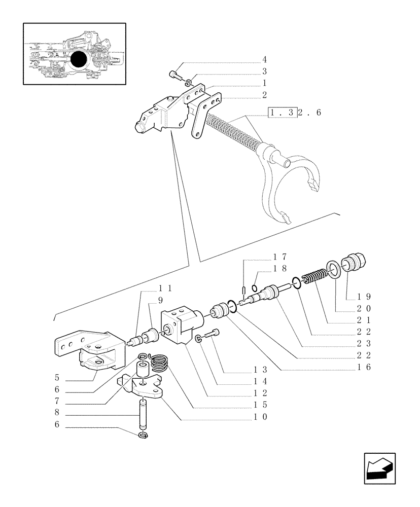 Схема запчастей Case IH JX70U - (1.95.6[02]) - DIFFERENTIAL LOCK CONTROL - CONTROL VALVE (10) - OPERATORS PLATFORM/CAB