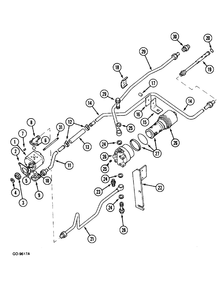 Схема запчастей Case IH 833 - (8-504) - HYDRAULIC PUMP, OIL LINES, PRESSURE OIL FILTER (08) - HYDRAULICS