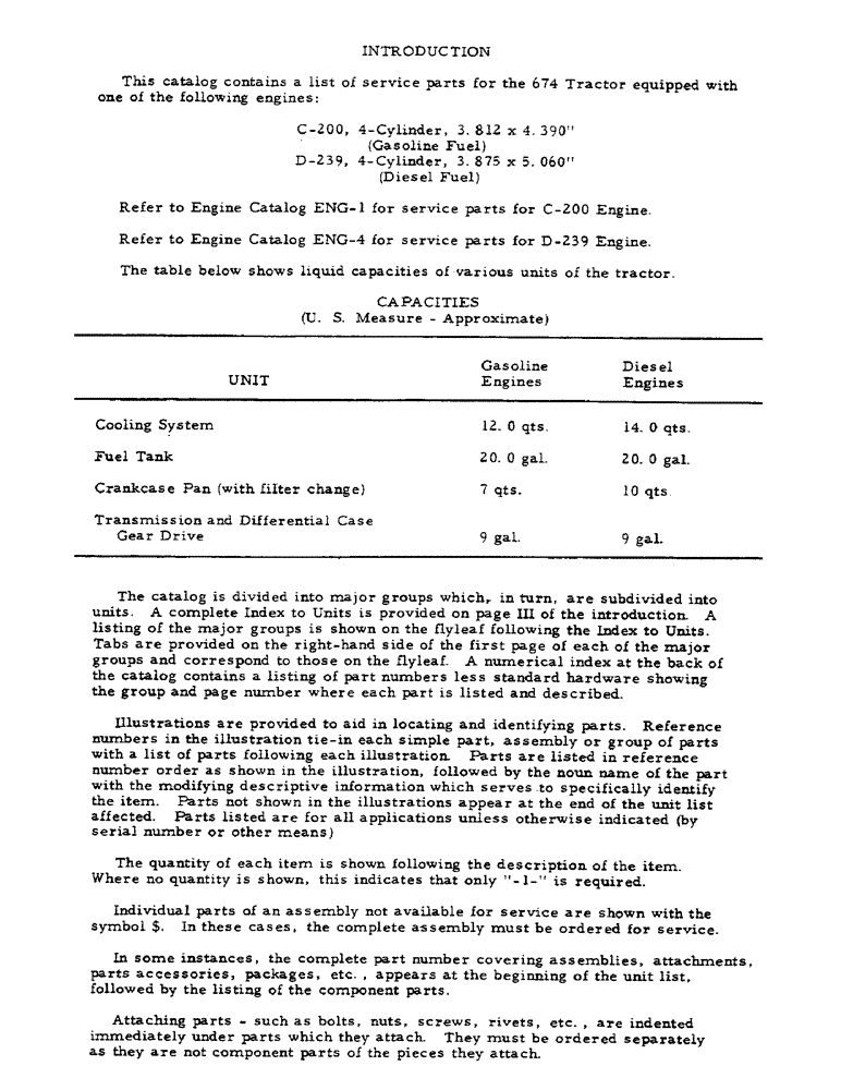 Схема запчастей Case IH 674 - (01-04) - INTRODUCTION - FLUID CAPACITIES (00) - GENERAL