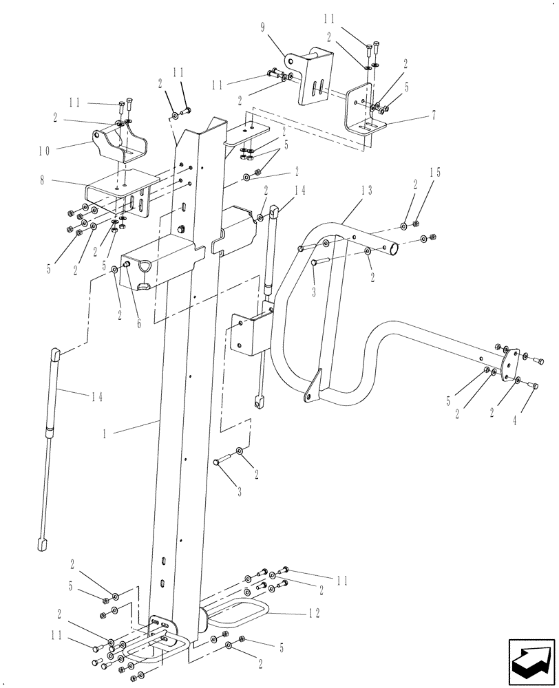 Схема запчастей Case IH 8120 - (90.100.20) - SUPPORT TUBE & HINGE, L.H. SIDE UPPER PANEL (90) - PLATFORM, CAB, BODYWORK AND DECALS