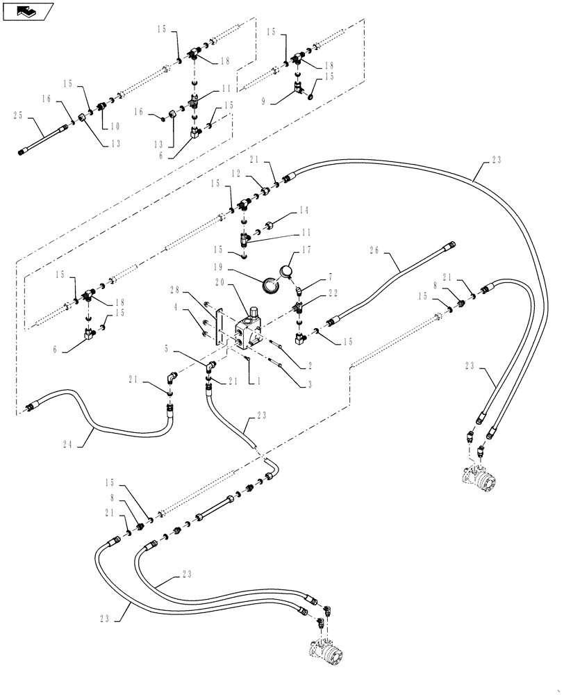 Схема запчастей Case IH DH212 - (20.07.05[2.1]) - HYDRAULICS, SINGLE SWATH FROM PIN YAZB01204 (07) - HYDRAULICS