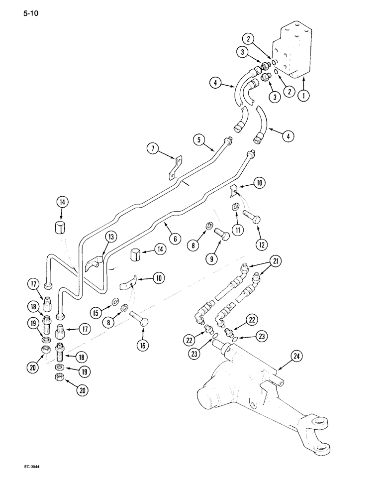 Схема запчастей Case IH 995 - (5-10) - POWER STEERING TUBES, FRONT, MFD TRACTOR (05) - STEERING