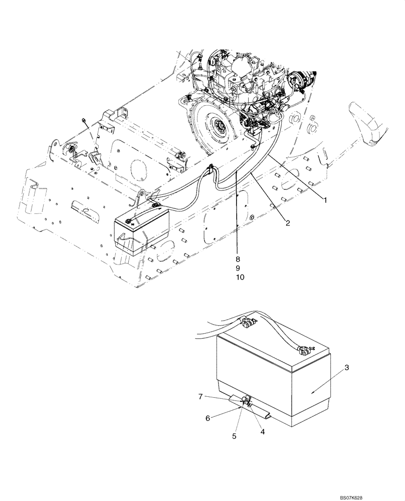 Схема запчастей Case IH 435 - (04-03) - BATTERY - CABLES (04) - ELECTRICAL SYSTEMS