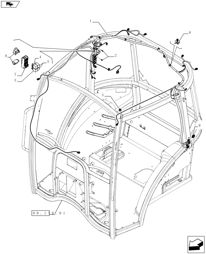 Схема запчастей Case IH FARMALL 65C - (55.510.03) - CAB ROOF CABLE (55) - ELECTRICAL SYSTEMS