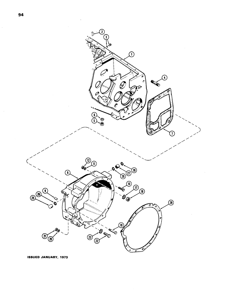 Схема запчастей Case IH 1170 - (094) - CLUTCH AND TRANSMISSION HOUSING (06) - POWER TRAIN