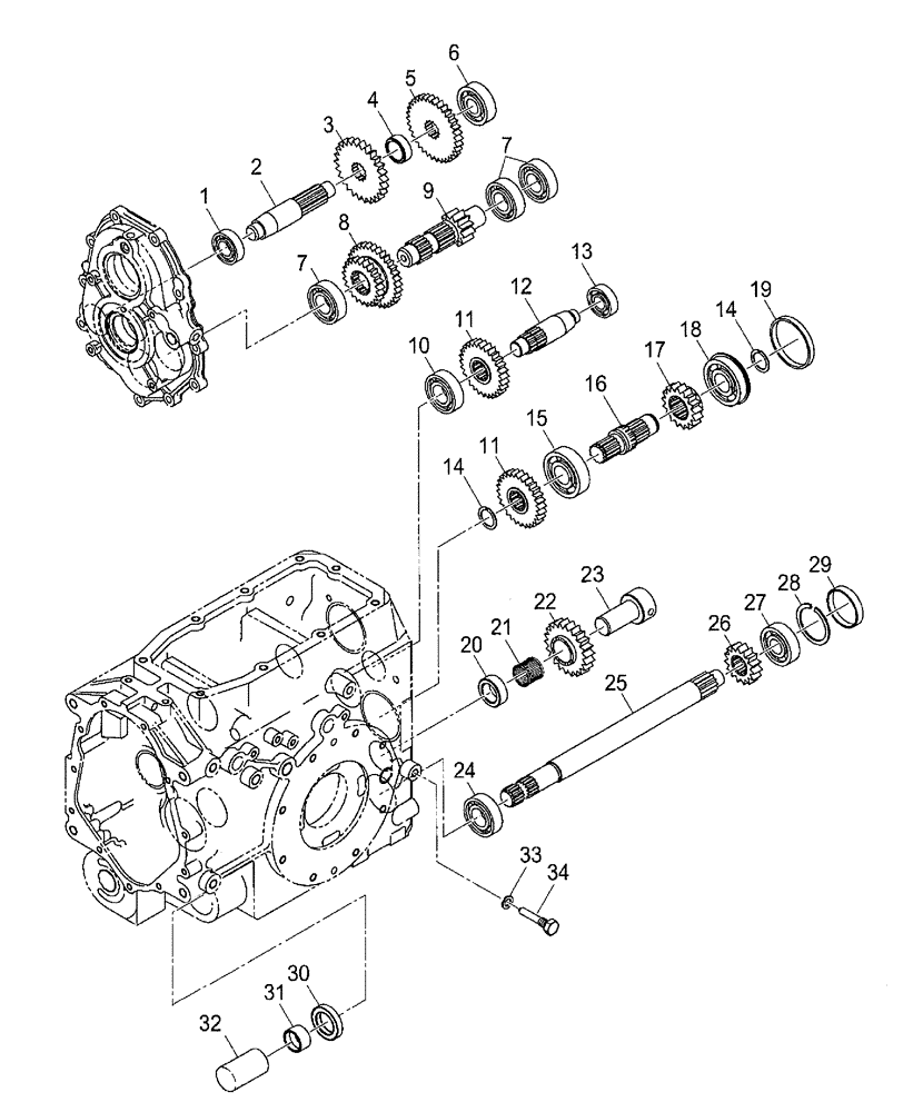 Схема запчастей Case IH DX24E - (03.07) - MID PTO GEARS 4WD, W/ HST (03) - TRANSMISSION