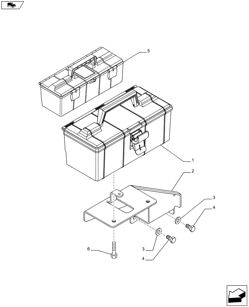 Схема запчастей Case IH FARMALL 75C - (88.100.0102) - TOOL BOX FOR FRONT LOADER - NAR (VAR.333998) (88) - ACCESSORIES