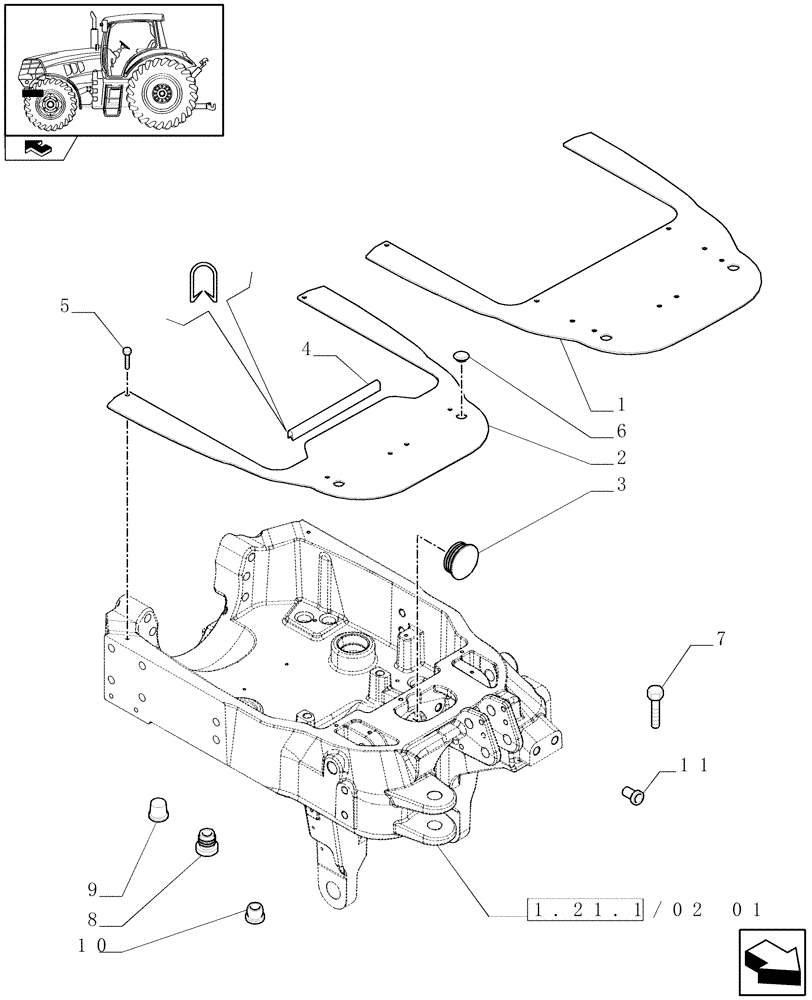 Схема запчастей Case IH PUMA 125 - (1.21.1/02[02]) - INTEGRATED FRONT HPL - AXLE SUPPORT COVERS AND CAPS (VAR.336831) (03) - TRANSMISSION