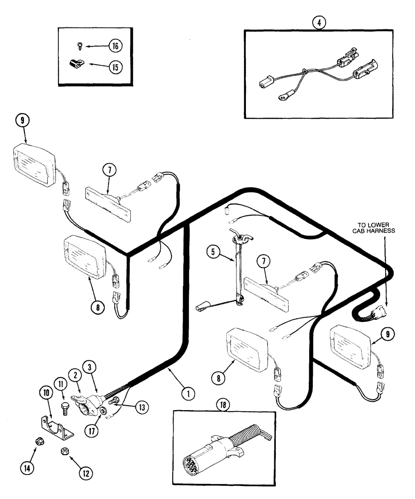 Схема запчастей Case IH 7210 - (4-012) - CAB FENDER HARNESS (04) - ELECTRICAL SYSTEMS