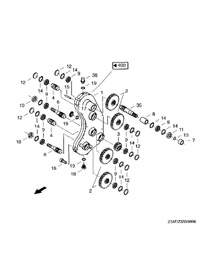 Схема запчастей Case IH PU3F0 - (25) - GEAR BOX ASSY (58) - ATTACHMENTS/HEADERS