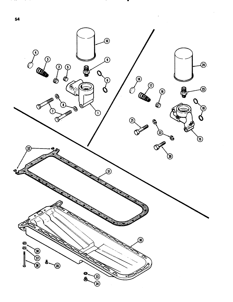 Схема запчастей Case IH 1070 - (0054) - OIL FILTER, 451B DIESEL ENGINE (02) - ENGINE