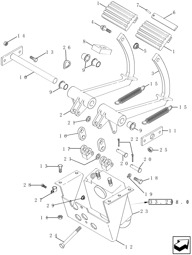 Схема запчастей Case IH 6130 - (33.202.08) - BRAKES - MASTER CONTROLS (33) - BRAKES & CONTROLS