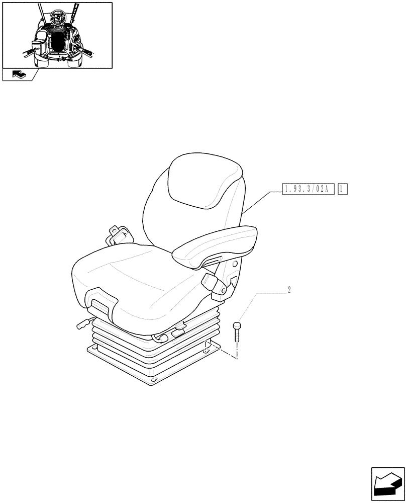 Схема запчастей Case IH PUMA 140 - (1.93.3/02) - DELUXE SEAT WITH LOW FREQUENCY AIR SUSPENSION, HEATED CUSHIONS AND BELT (VAR.332709) (10) - OPERATORS PLATFORM/CAB