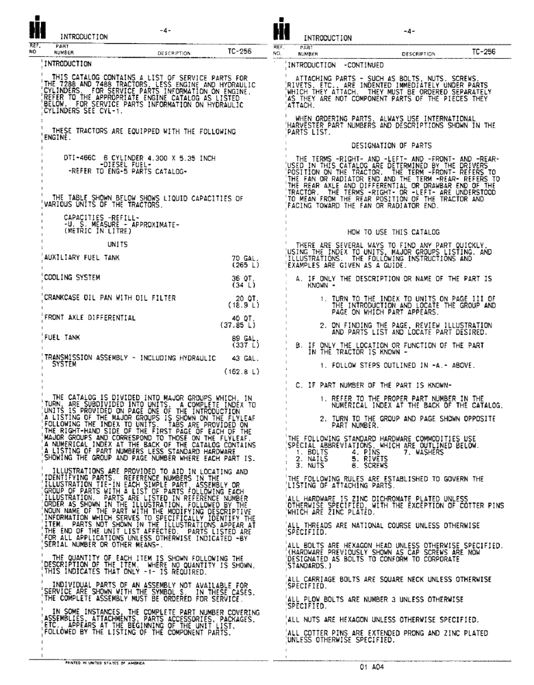 Схема запчастей Case IH 7288 - (00-04) - INTRODUCTION - FLUID CAPACITIES (00) - GENERAL