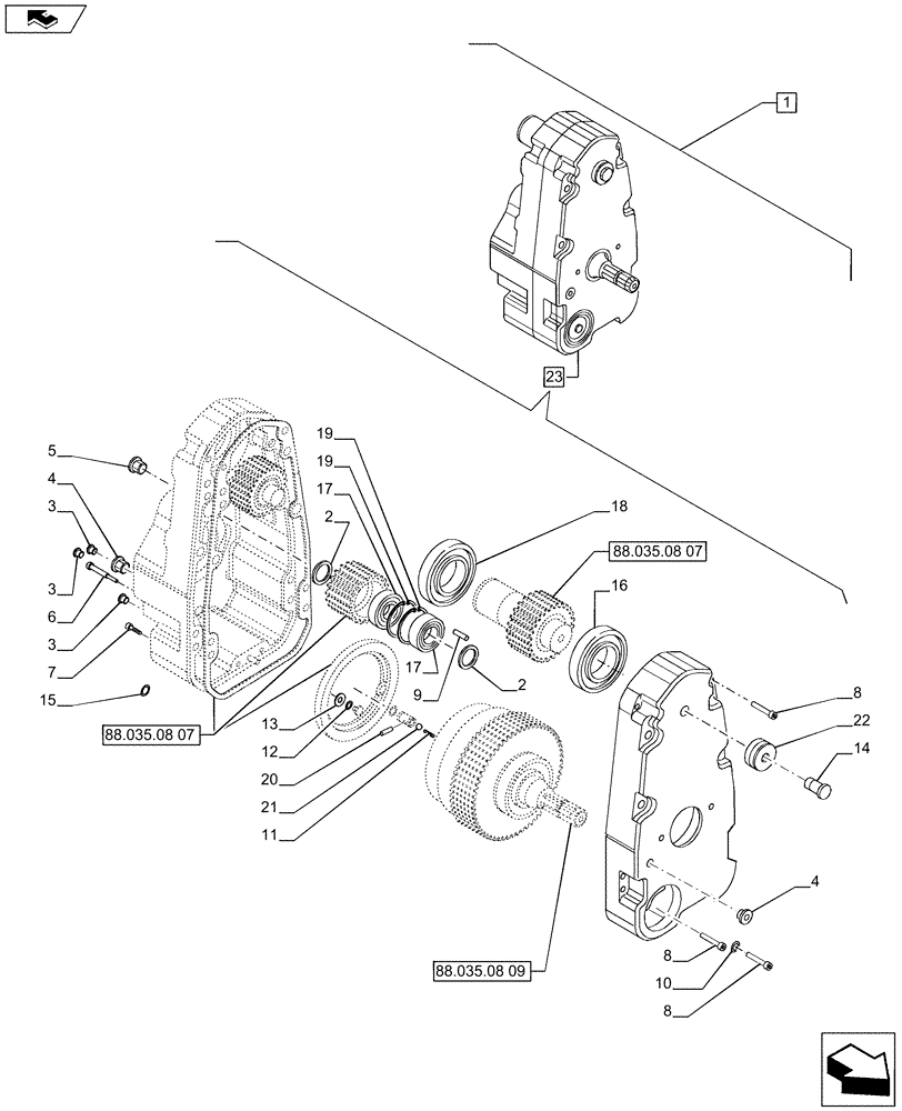 Схема запчастей Case IH PUMA 170 - (88.035.08[08]) - DIA KIT - FRONT HPL FOR ELECTRONIC REMOTES WITH PTO, LESS AUX. COUPLERS - GEARBOX - BREAKDOWN (88) - ACCESSORIES