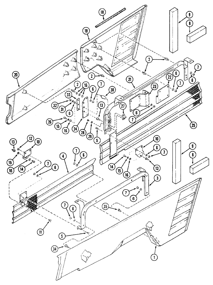 Схема запчастей Case IH 7240 - (9-030) - HOOD LOWER SIDE PANELS AND SCREENS, PRIOR TO TRACTOR PIN JJA0064978 (09) - CHASSIS/ATTACHMENTS