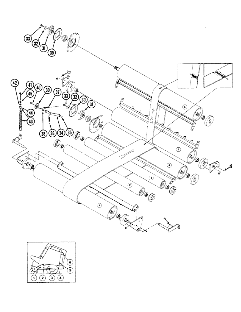 Схема запчастей Case IH 3450 - (52) - BELTS & ROLLER ASSYS 1 - 6, MACHINES W/ 1-1/4" (31 MM) ID HEX BORE BEARINGS, P.I.N. 001281 & AFTER, 