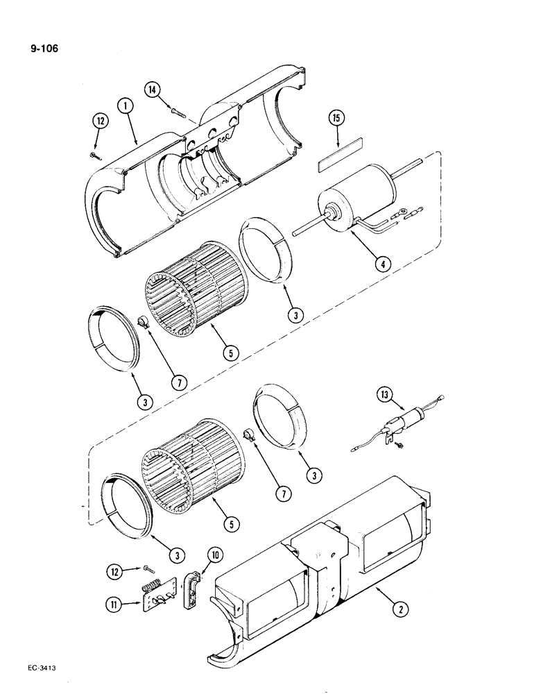 Схема запчастей Case IH 1896 - (9-106) - BLOWER ASSEMBLY (09) - CHASSIS/ATTACHMENTS