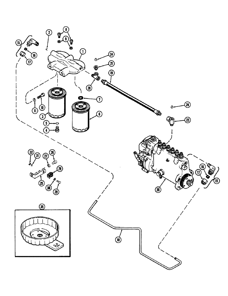 Схема запчастей Case IH 2470 - (066) - FUEL FILTERS, 504BDT DIESEL ENGINE (03) - FUEL SYSTEM