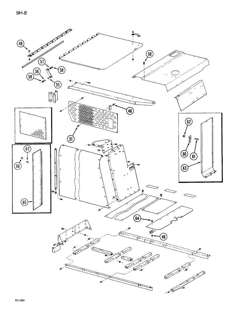 Схема запчастей Case IH 1680 - (9H-08) - ENGINE SHIELD AND SERVICE DECK, P.I.N. JJC0047031 AND AFTER (CONTD) (12) - CHASSIS