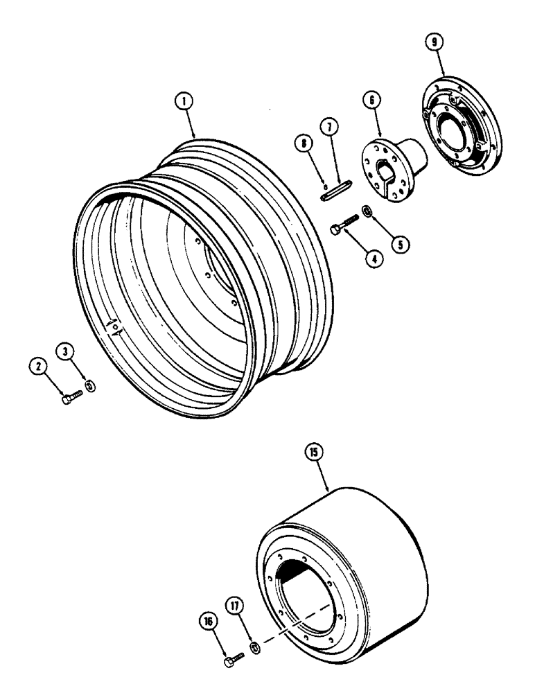 Схема запчастей Case IH 2390 - (6-217C) - DUAL REAR WHEELS, STEEL, WITH 42" RIMS (1066.80 MM) (06) - POWER TRAIN