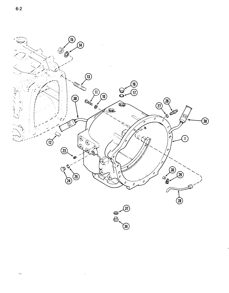 Схема запчастей Case IH 1896 - (6-02) - POWER SHIFT TRANSMISSION, CLUTCH HOUSING (06) - POWER TRAIN