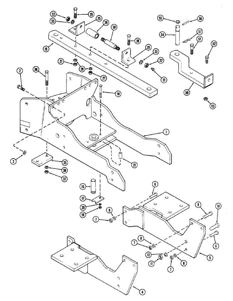 Схема запчастей Case IH 2870 - (314) - DRAWBAR AND SUPPORTS, WITHOUT HITCH (09) - CHASSIS/ATTACHMENTS