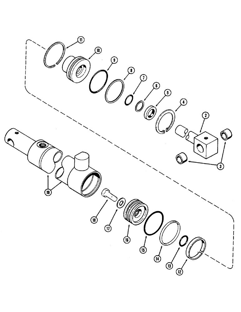 Схема запчастей Case IH 2470 - (172) - G34873 FRONT STEERING CYLINDER, 2-1/2 INCH DIAMETER X 8 INCH STROKE (05) - STEERING