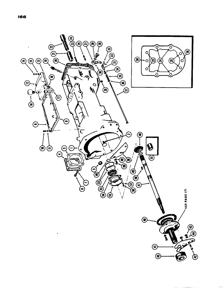 Схема запчастей Case IH 530 - (166) - TORQUE TUBE, DRY CLUTCH, PRIOR TO S/N 8262800, BEFORE S/N 8191147 (06) - POWER TRAIN