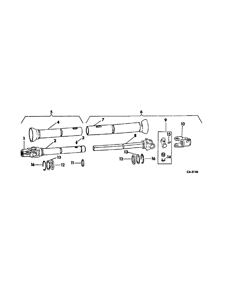 Схема запчастей Case IH 40 - (B-12) - DOUBLE UNIVERSAL JOINTS, CLAMP TYPE YOKE, BOTH ENDS 