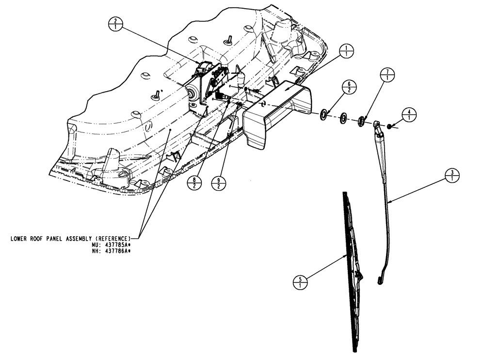 Схема запчастей Case IH SPX3320 - (01-023) - FRONT UPPER WIPER GROUP Cab Interior