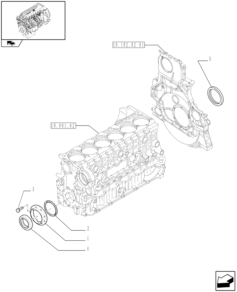 Схема запчастей Case IH F3CE0684F E001 - (10.102.02[02]) - ENGINE BLOCK FRONT COVER (504045977) (01) - ENGINE