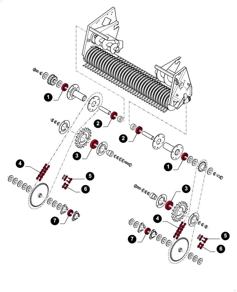 Схема запчастей Case IH LBX332R - (00.00LB011[01]) - MAINTENANCE PARTS, ROTOR CUTTER - PICK-UP AUGER DRIVE (00) - GENERAL