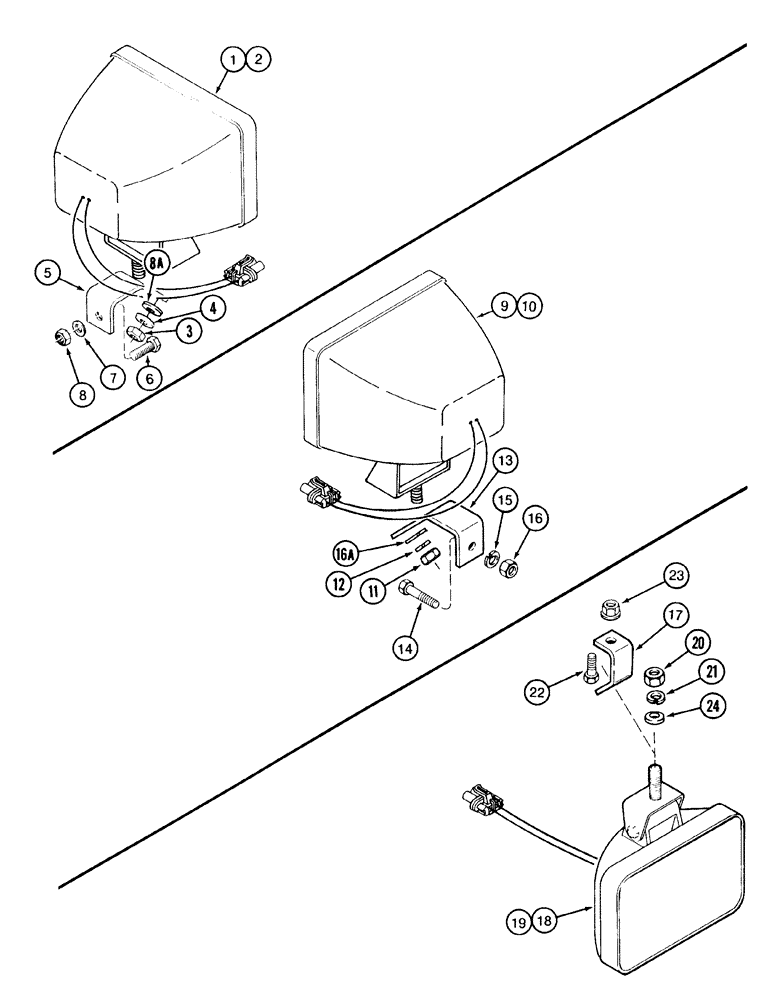 Схема запчастей Case IH 2155 - (4-46) - LAMPS, CONVEYOR LAMP, DRUM LAMP (06) - ELECTRICAL SYSTEMS