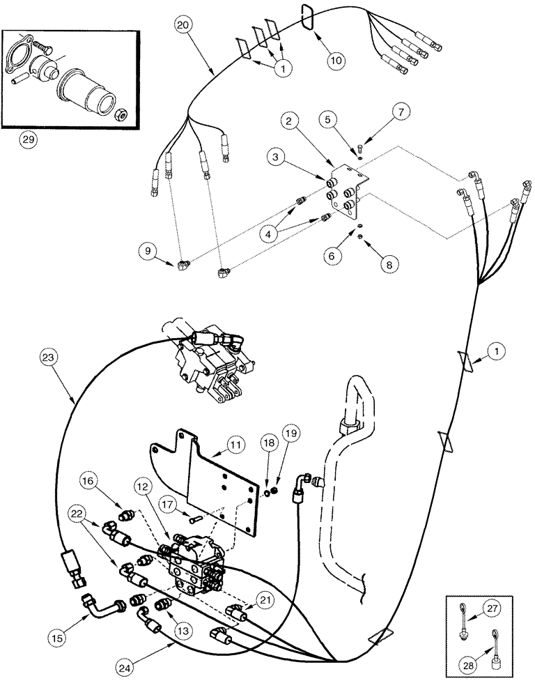 Схема запчастей Case IH LX132 - (08-21) - HYDRAULICS - EXTERNAL VALVE 2 FUNCTION, CX70 - CX100 TRACTOR WITHOUT SELF LEVELING (08) - HYDRAULICS