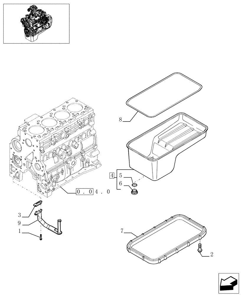 Схема запчастей Case IH F4GE0454A D610 - (0.04.2[01]) - ENGINE OIL SUMP (4897978) 