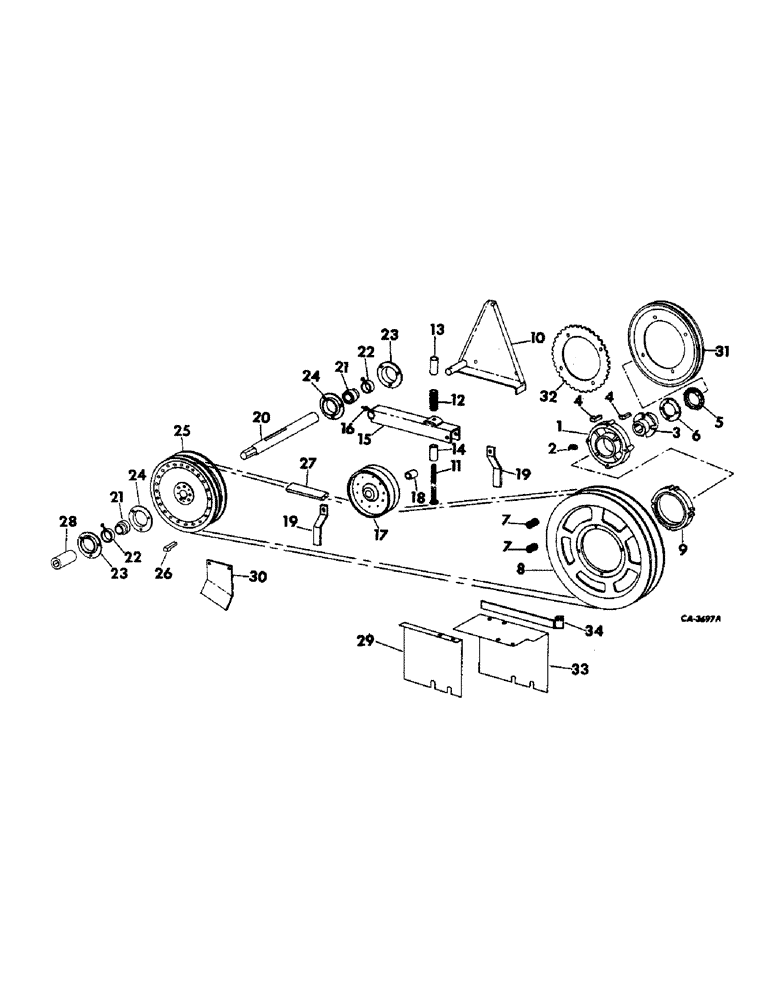 Схема запчастей Case IH 503 - (A-22) - FEEDERS AND RELATED PARTS, FEEDER JACKSHAFT DRIVE, 403 AND 503 COMBINES (60) - PRODUCT FEEDING