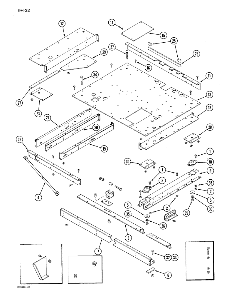 Схема запчастей Case IH 1680 - (9H-32) - OPERATORS PLATFORM (12) - CHASSIS