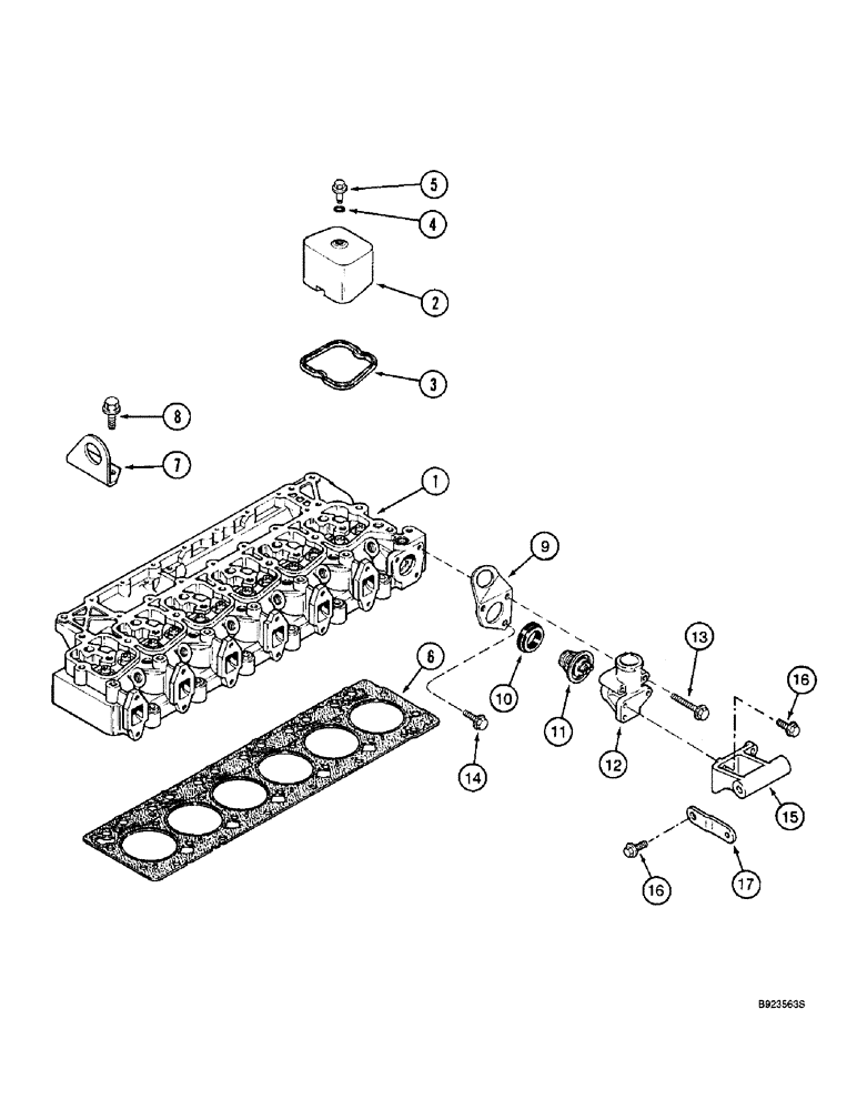 Схема запчастей Case IH 2144 - (2-34) - CYLINDER HEAD COVERS AND GASKET, THERMOSTAT AND HOUSING, 6TA-590 ENGN, BEFORE COMBINE S/N JJC0173150 (01) - ENGINE