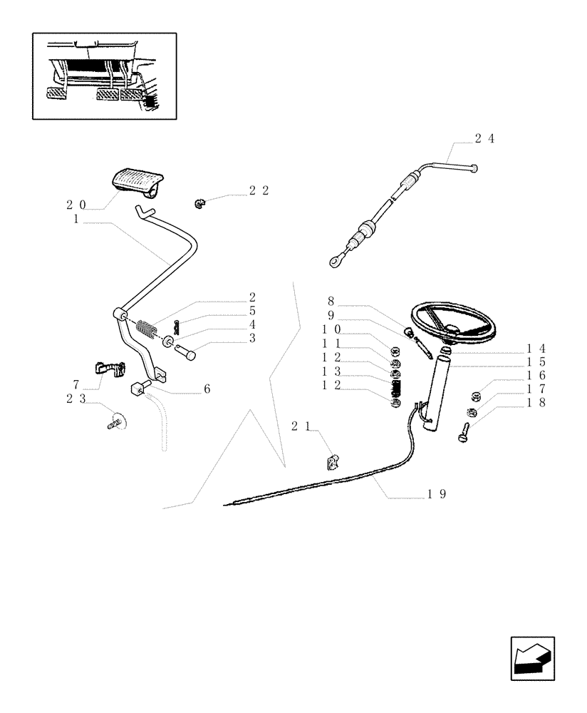 Схема запчастей Case IH JX85 - (1.10.0[01]) - ACCELERATOR CONTROL - PEDAL, LEVER AND BRACKET (02) - ENGINE EQUIPMENT