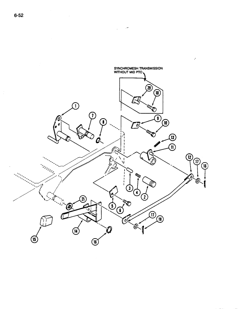 Схема запчастей Case IH 245 - (6-52) - SYNCHROMESH TRANSMISSION CONTROL, MID POWER TAKEOFF (06) - POWER TRAIN